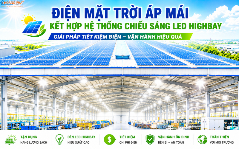 Điện mặt trời áp mái kết hợp hệ thống chiếu sáng nhà xưởng