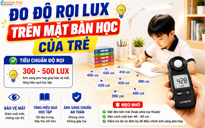 Độ lux bàn học của trẻ