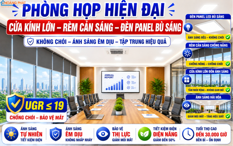Kết hợp ánh sáng tự nhiên phòng họp