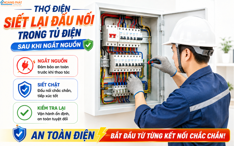 Kiểm tra siết đấu nối tủ điện an toàn