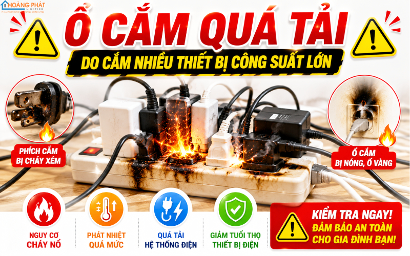 Ổ cắm quá tải do cắm nhiều thiết bị