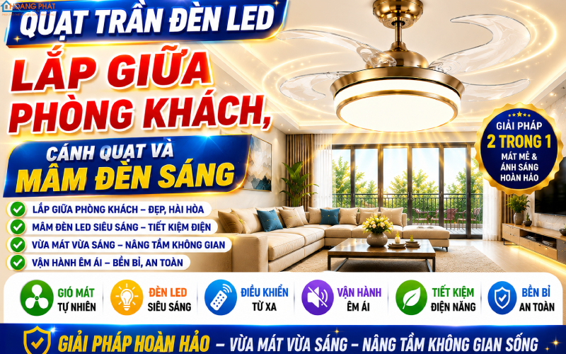 Quạt trần đèn LED phòng khách