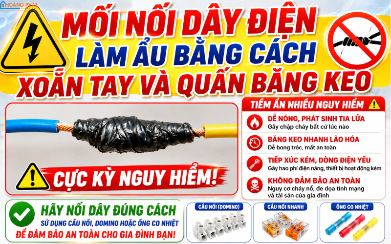 Sai lầm đấu nối dây điện tại nhà
