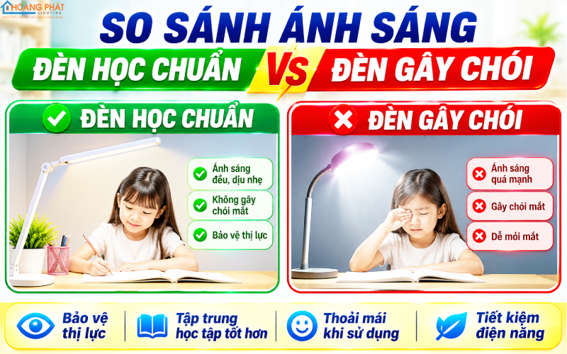 So sánh ánh sáng đèn học