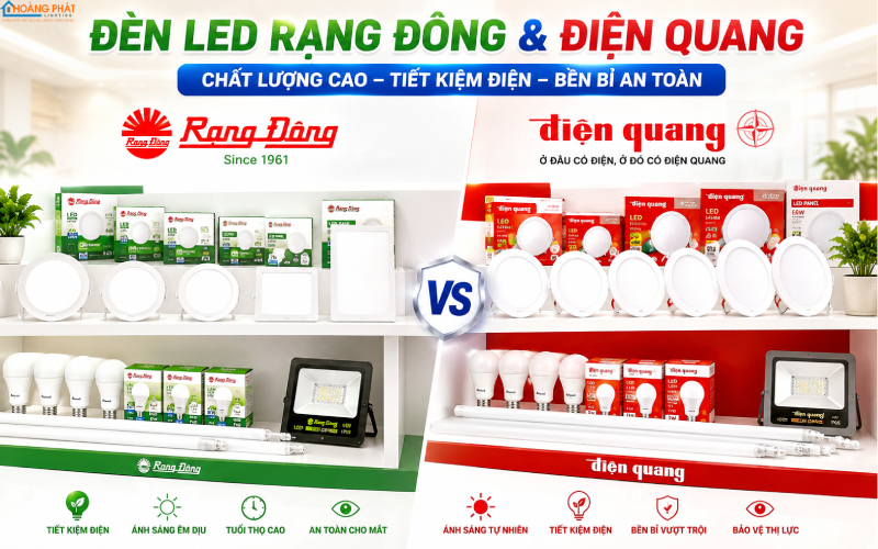 So sánh đèn LED Rạng Đông và Điện Quang