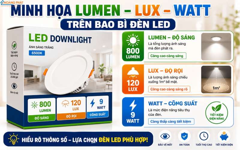 Thông số quang thông, lux và lumen