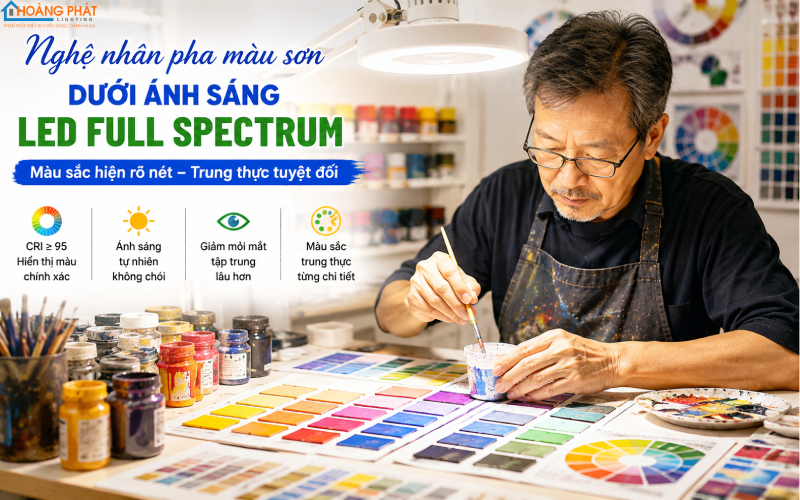Ứng dụng đèn LED full spectrum cho công việc đòi hỏi màu chính xác
