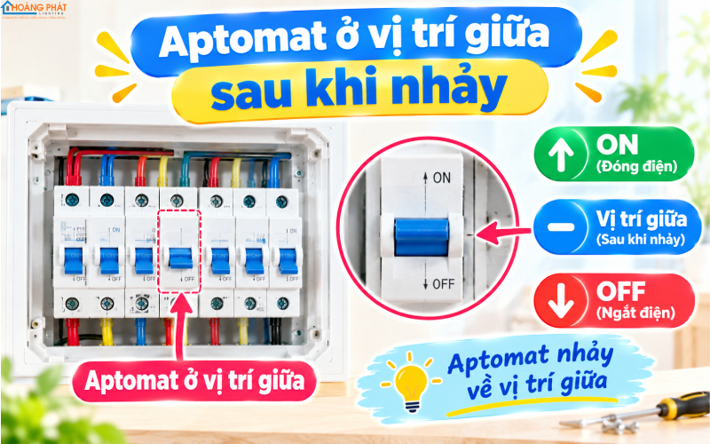 Aptomat bị kẹt không gạt lên được