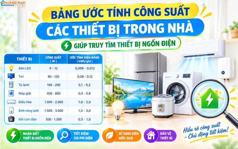 Bảng công suất thiết bị, truy tìm ngốn điện