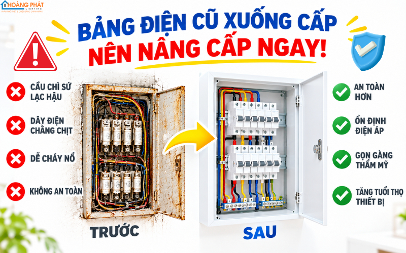 Bảng điện nhà cũ xuống cấp