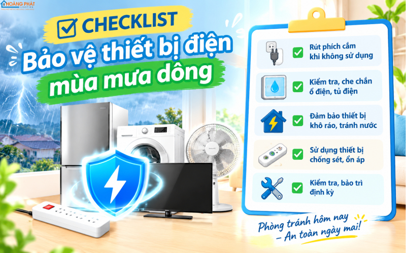 Bảo vệ thiết bị điện mùa mưa