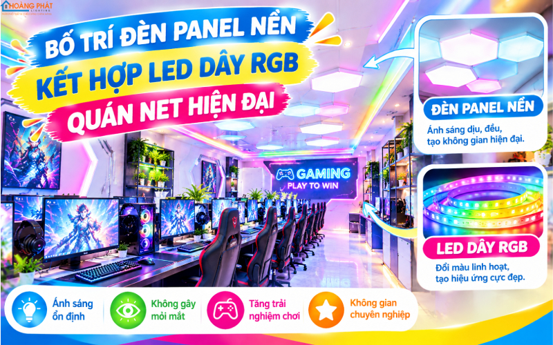 Bố trí đèn nền phòng game