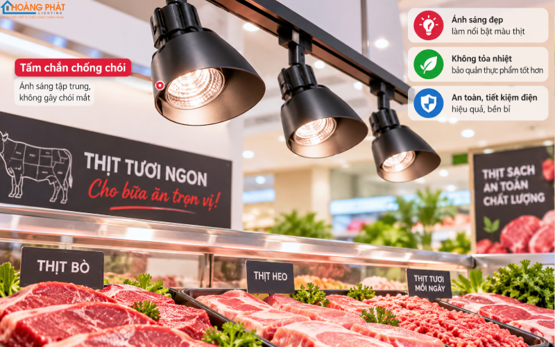 Chiếu Sáng Quầy Thực Phẩm Tươi Sống: Tôn Màu Thịt, Cá, Rau