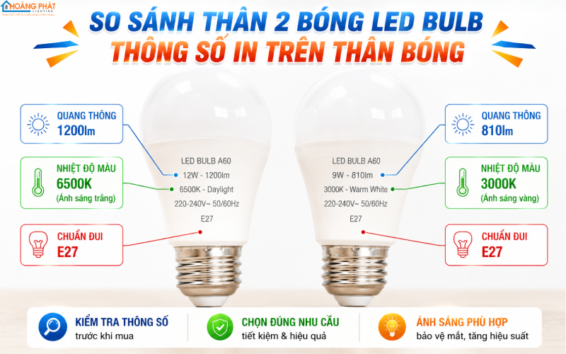 Cách đọc thông số bóng đèn LED khi chọn bóng thay thế