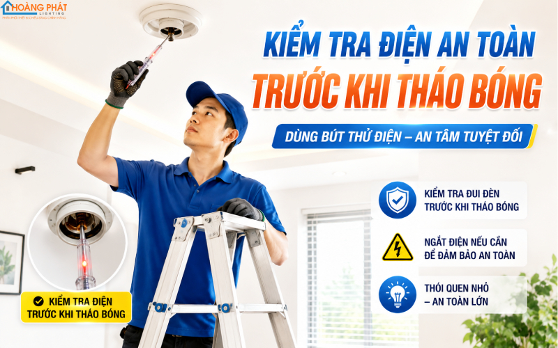 Cách thay bóng đèn LED an toàn tại nhà bằng thang chữ A