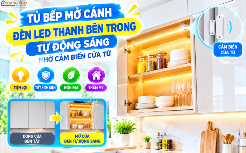Cảm biến cửa từ bật/tắt đèn từ bếp