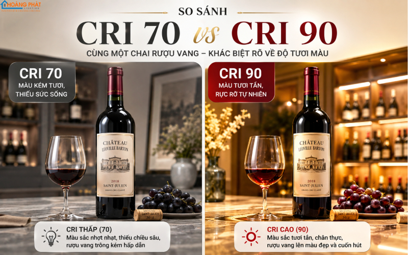 Chỉ số hoàn màu CRI trong chiếu sáng tủ