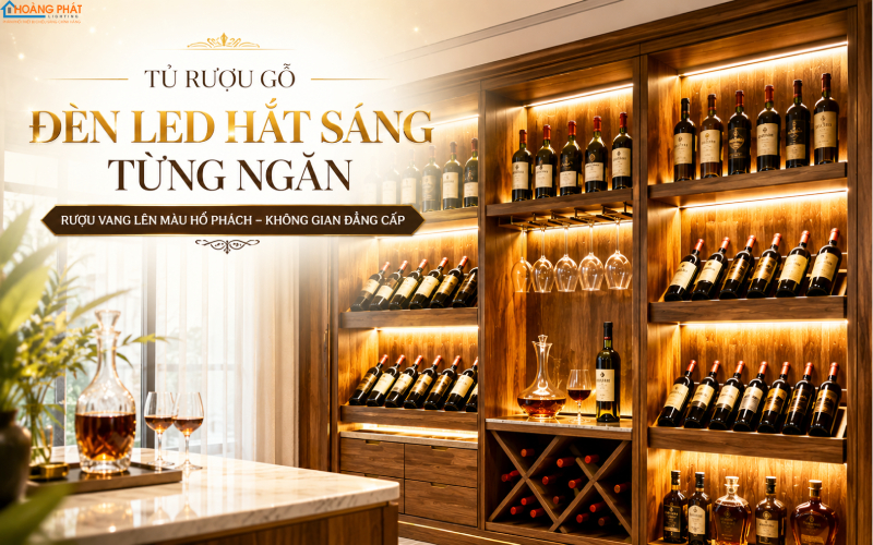 Chiếu sáng tủ rượu bằng đèn LED thanh
