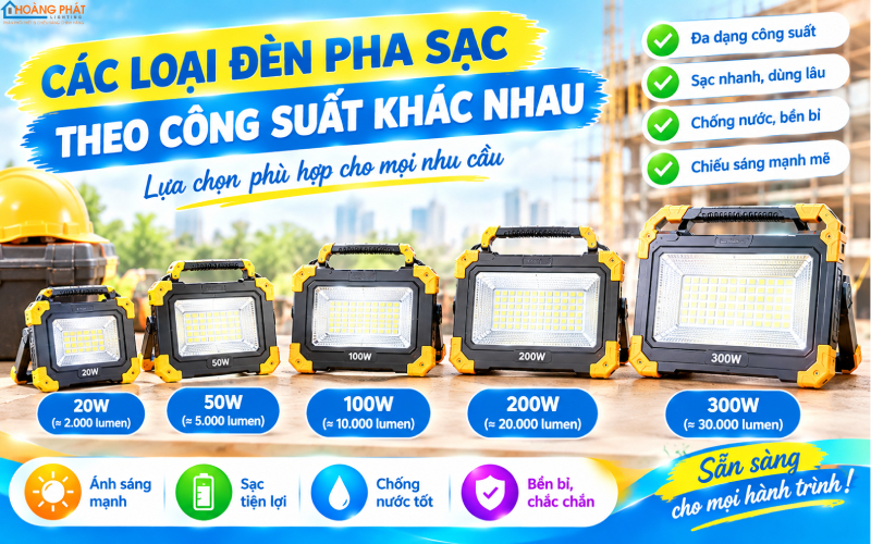 Chọn công suất đèn pha sạc