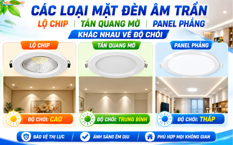 Chọn loại đèn âm trần chống chói