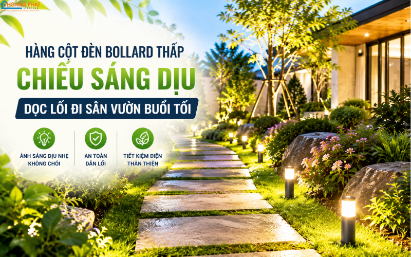 Cột đèn sân vườn bollard dọc lối đi