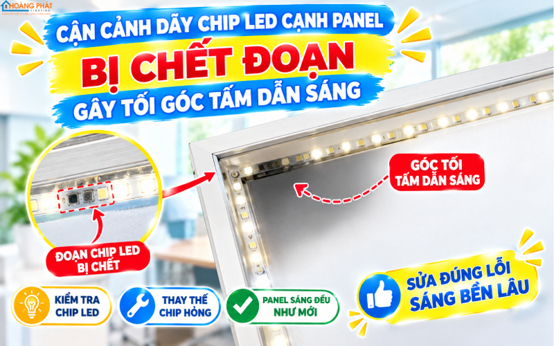 Dãy LED cạnh panel chết gây tối góc