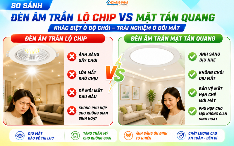 Đèn LED âm trần bị chói và cách khắc phục
