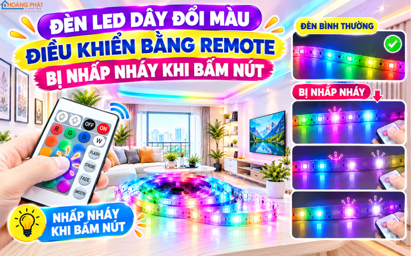 Đèn LED nhấp nháy khi dùng remote điều khiển từ xa