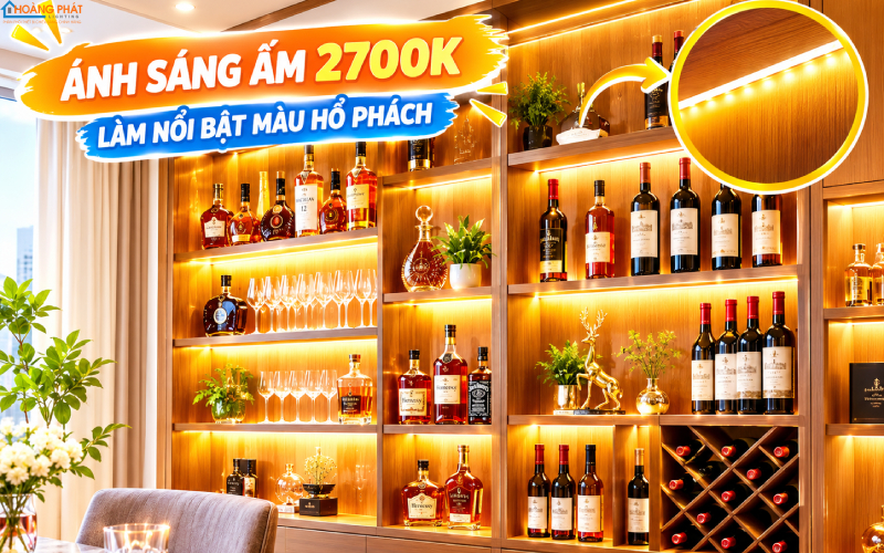 Đèn LED tủ rượu âm tường nhiệt màu ấm 2700K