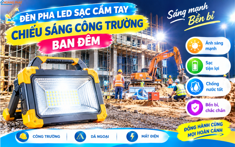 Đèn pha LED sạc tích điện cầm tay