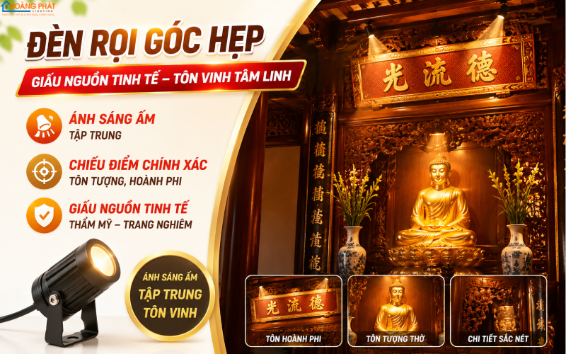 Đèn rọi tôn tượng thờ hoành phi