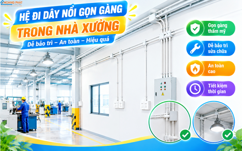 Đi dây điện nổi nhà xưởng