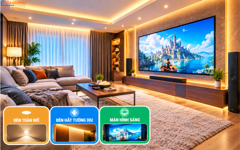 Điều khiển chiếu sáng theo kịch bản scene phòng khách