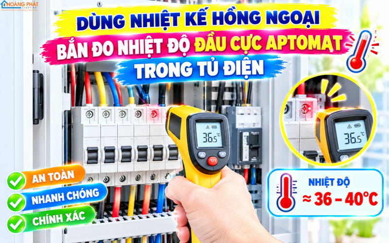 Đo nhiệt độ đầu cực aptomat nhiệt kế hồng ngoại