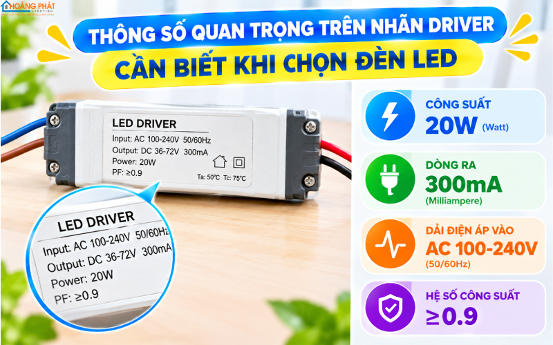 Đọc nhãn thông số driver đèn LED