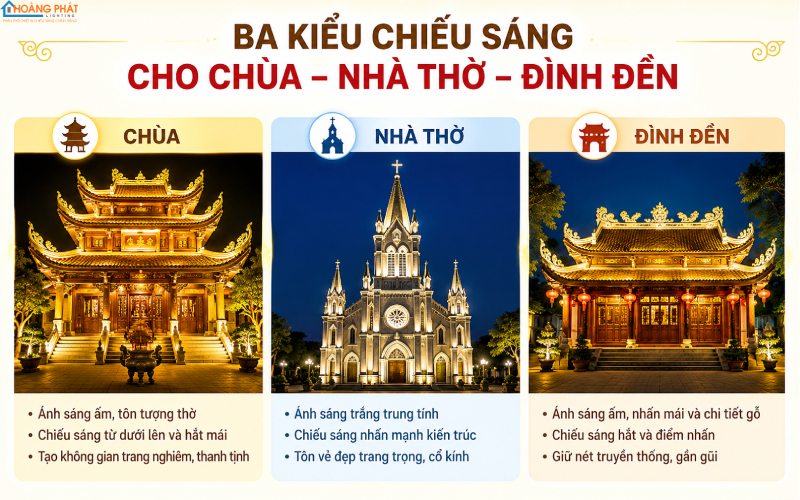 Gợi ý chiếu sáng theo loại công trình tâm linh
