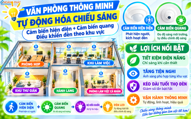 Kịch bản tự động hoá chiếu sáng cảm biến văn phòng