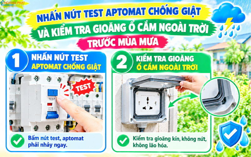Kiểm tra aptomat chống giật trước mùa mưa ngừa rò điện