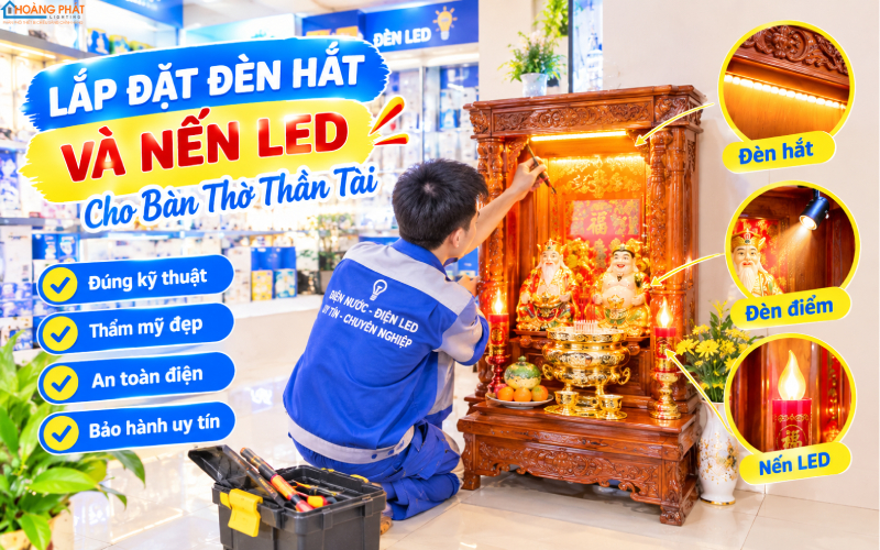 Lắp đặt đèn LED bàn thờ Thần Tài