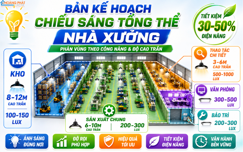 Lập kế hoạch chiếu sáng tổng thể nhà xưởng