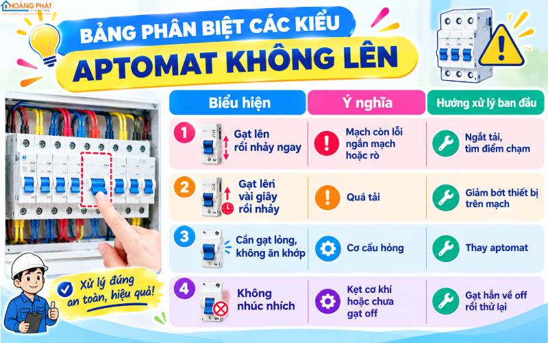 Nguyên nhân aptomat không gạt lên
