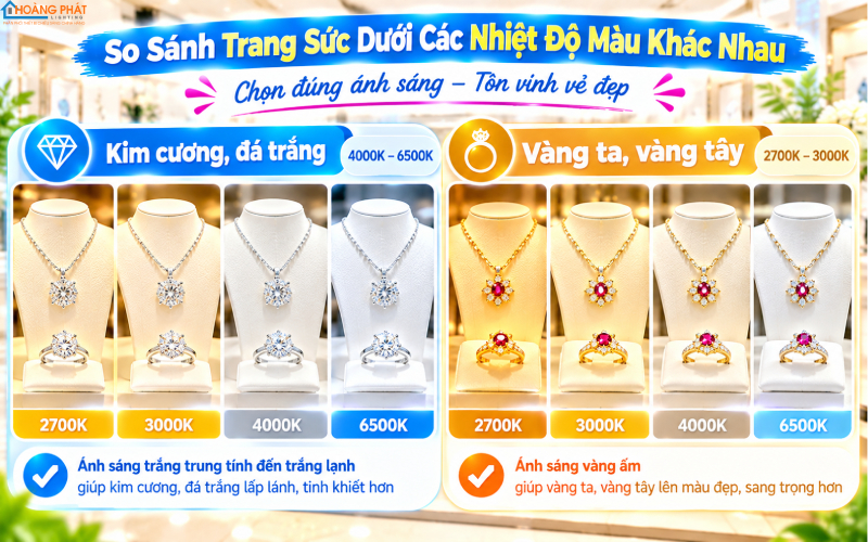 Nhiệt độ màu đèn tủ trưng bày
