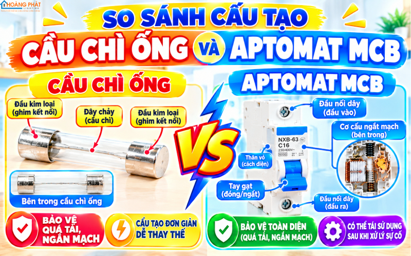 So sánh cầu chì và aptomat MCB