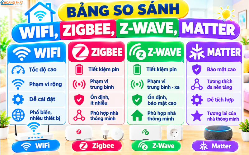 So sánh chuẩn kết nối đèn thông minh