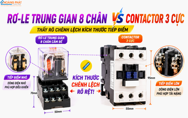 So sánh rơ-le trung gian và contactor