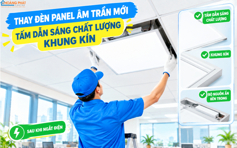 Thay panel mới có tấm dẫn sáng chất lượng, khung kín