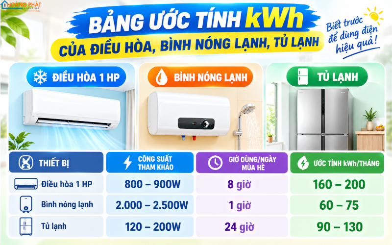 Thiết bị ngốn điện mùa hè