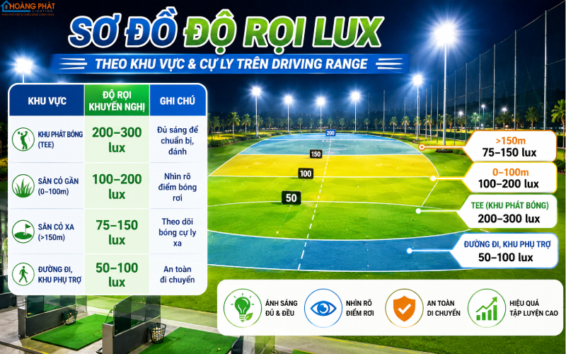 Tính công suất độ rọi sân golf