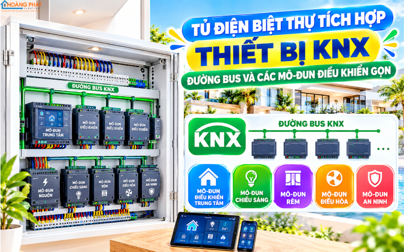 Tủ điện biệt thự tích hợp thiết bị KNX, đường bus và các mô-đun