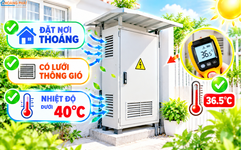 Tủ điện gia đình đặt nơi thoáng, có lưới thông gió